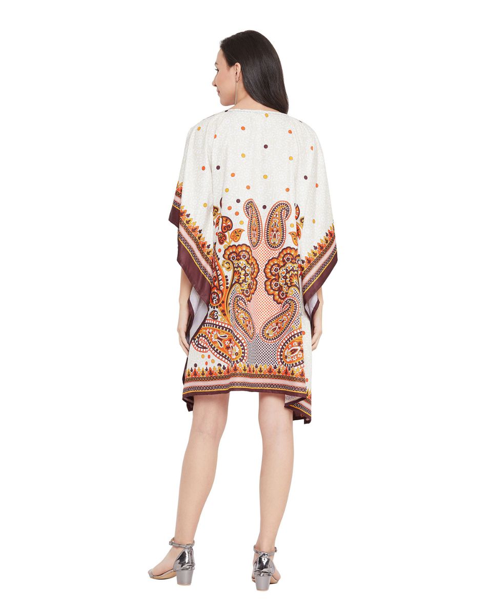 Paisley Printed Plus Size Kimono Polyester Tunic For Women