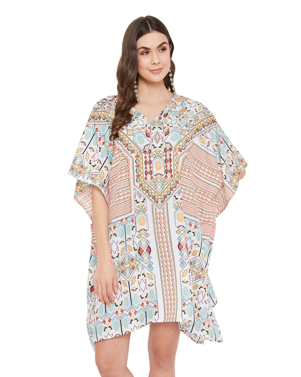 Mini Plus Size Geometric Pattern Polyester Tunic For Women