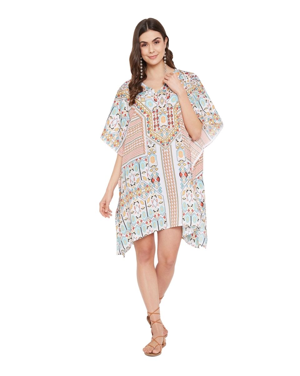 Mini Plus Size Geometric Pattern Polyester Tunic For Women