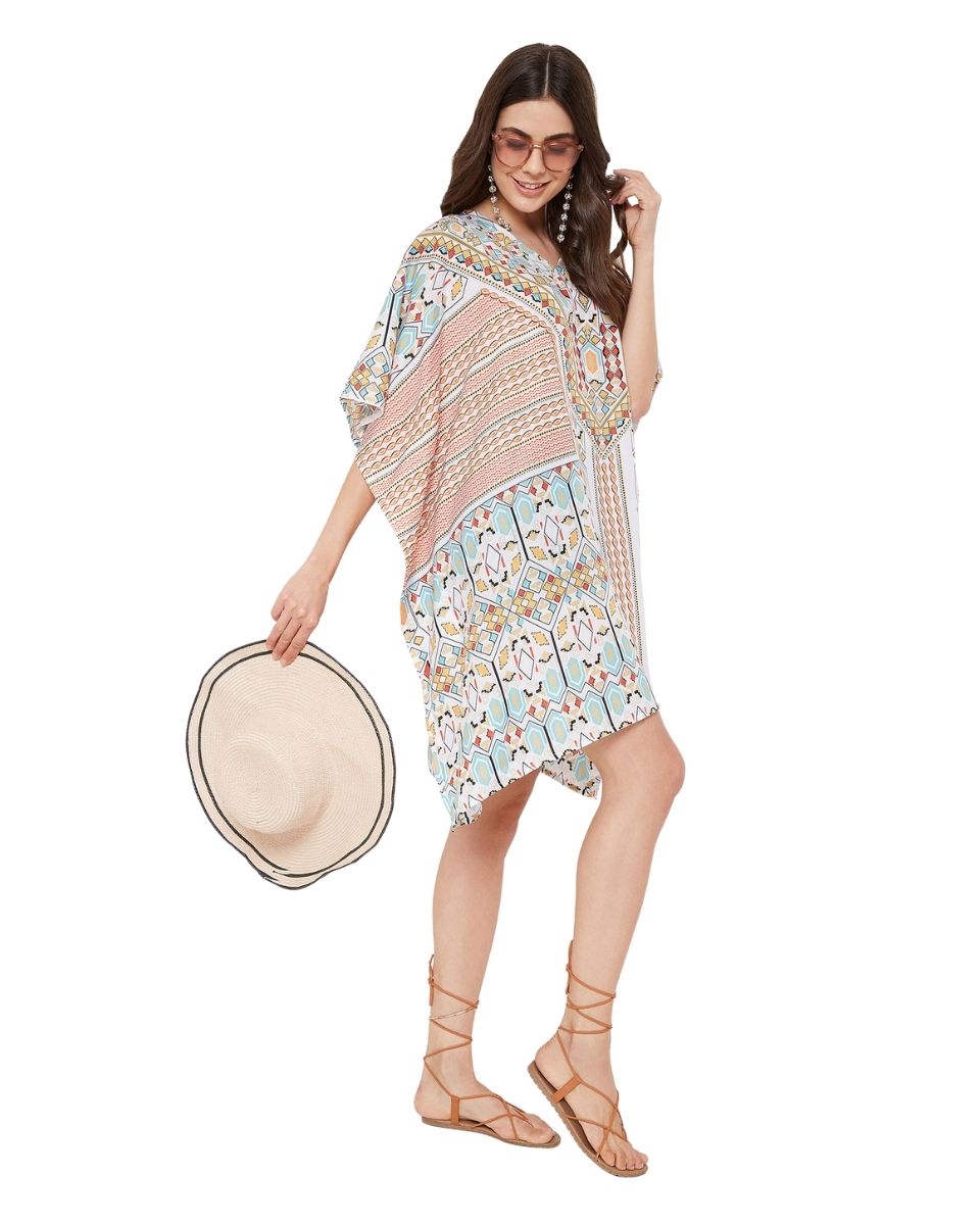 Mini Plus Size Geometric Pattern Polyester Tunic For Women