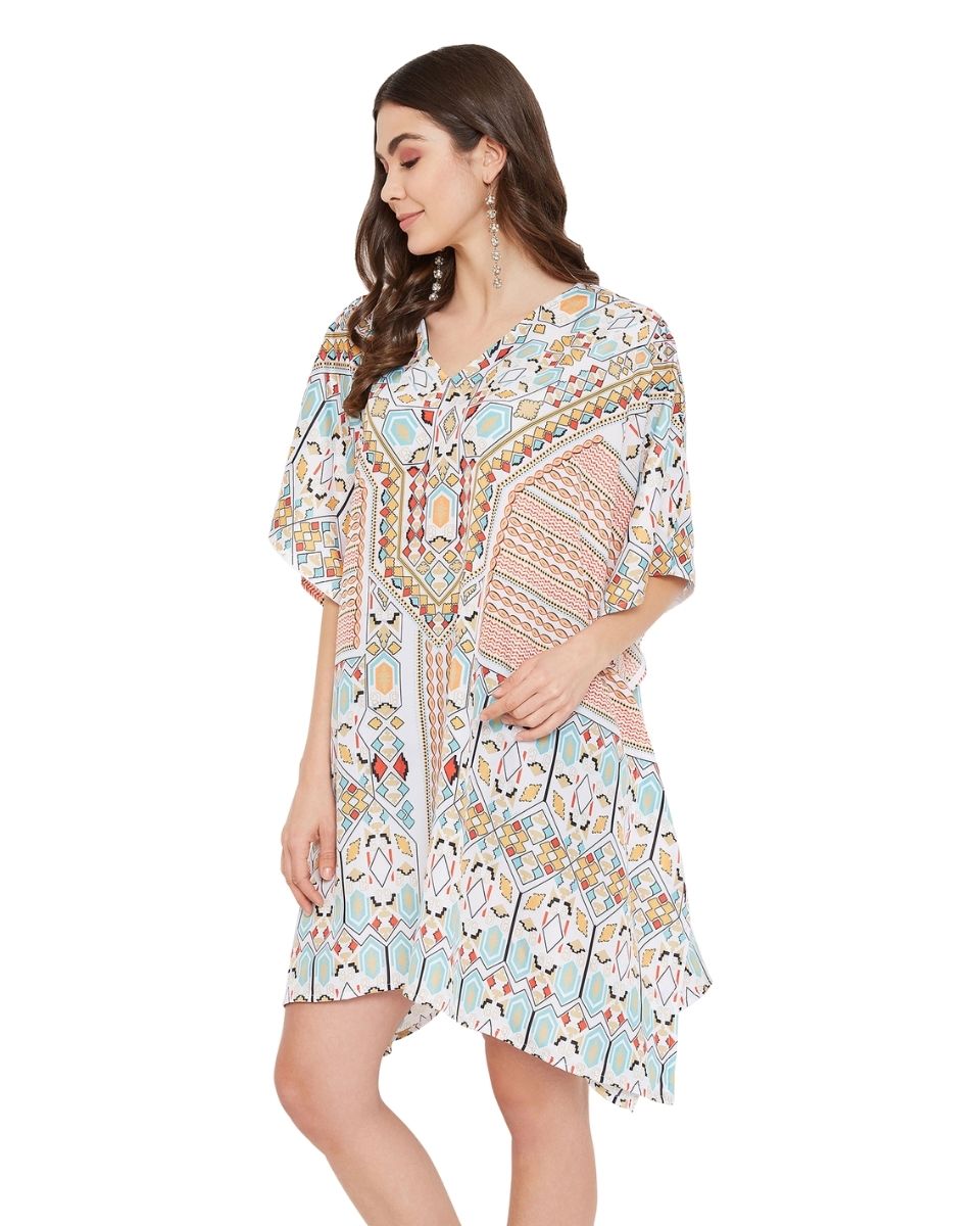 Mini Plus Size Geometric Pattern Polyester Tunic For Women