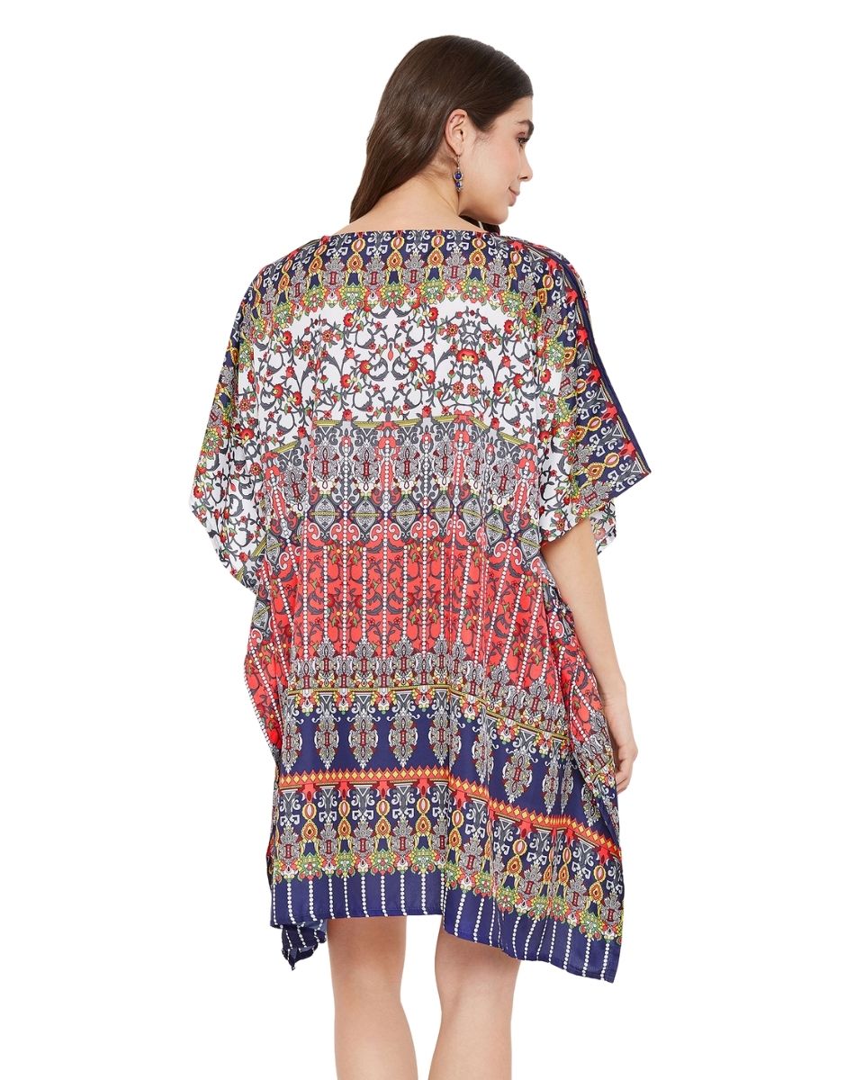 Floral Kimono Sleeve Polyester Tunic For Plus Size Women