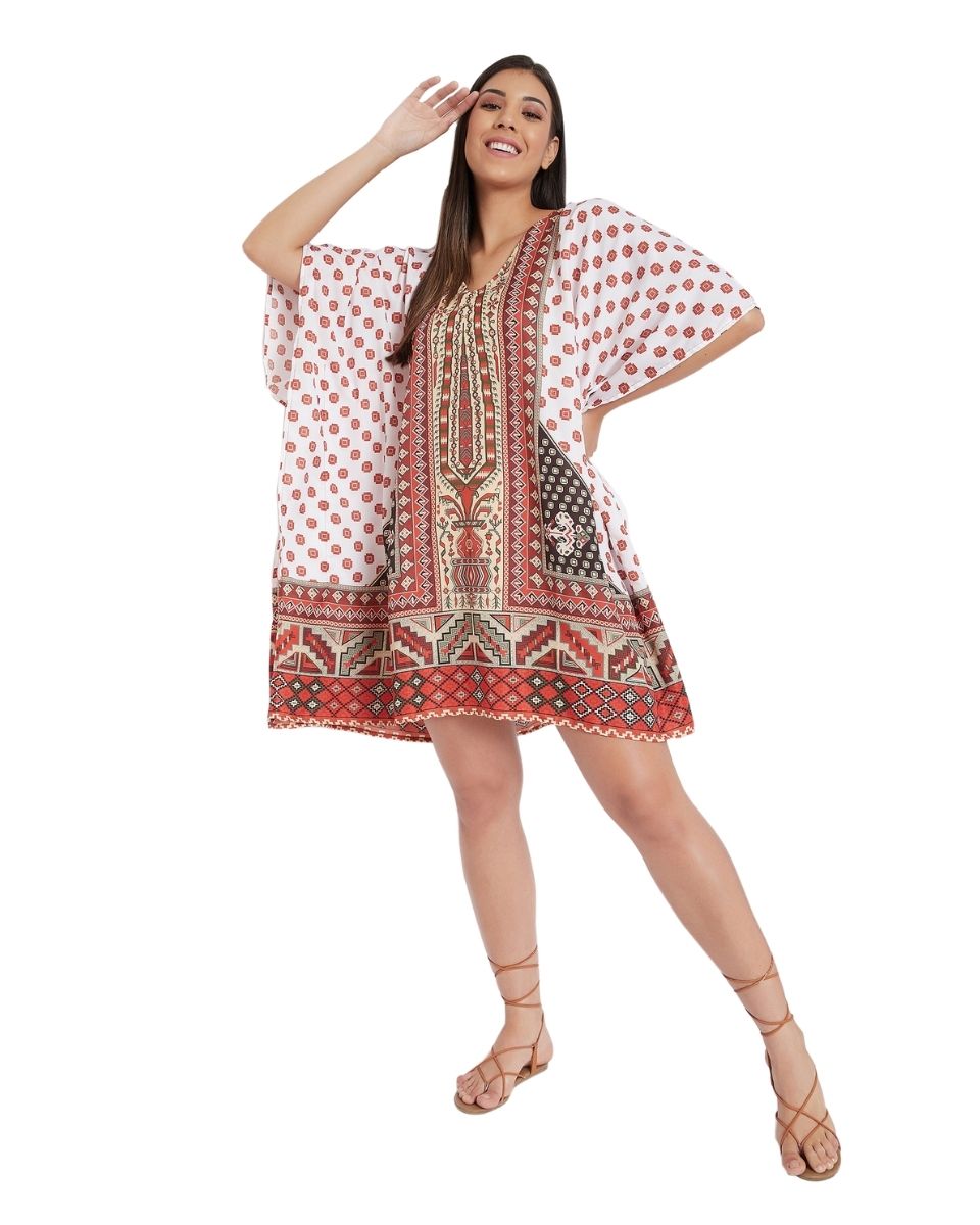 Woman For Plus Size Top Polyester Kimono Sleeve Mini Tunic