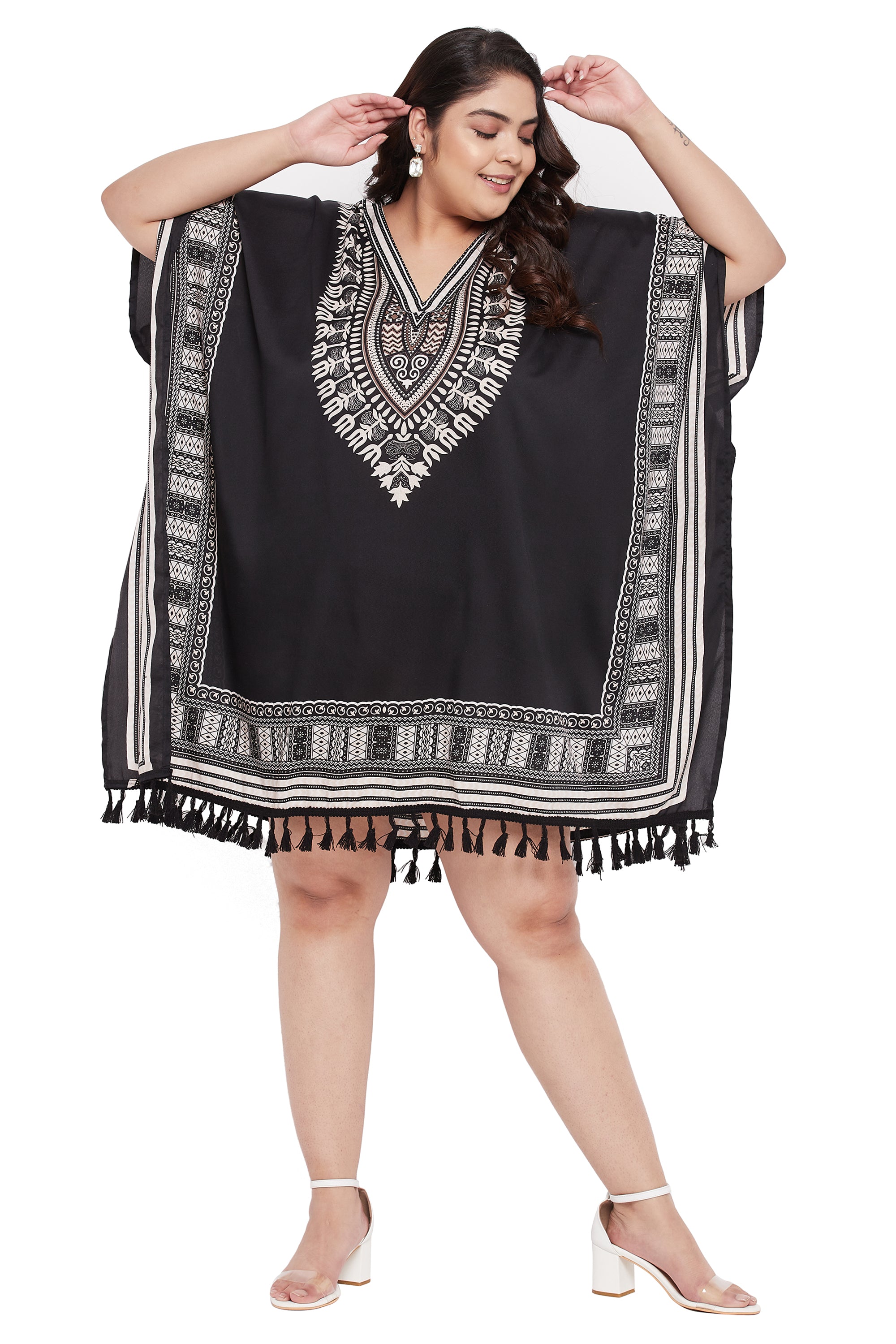 Dashiki Black Plus Size Tunic Dress for Women
