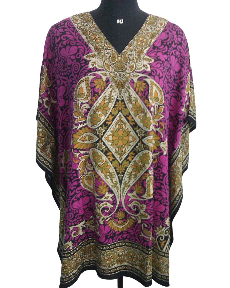 Pink Paisley Pattern Ladies Tunic Plus Size Partywear For Women