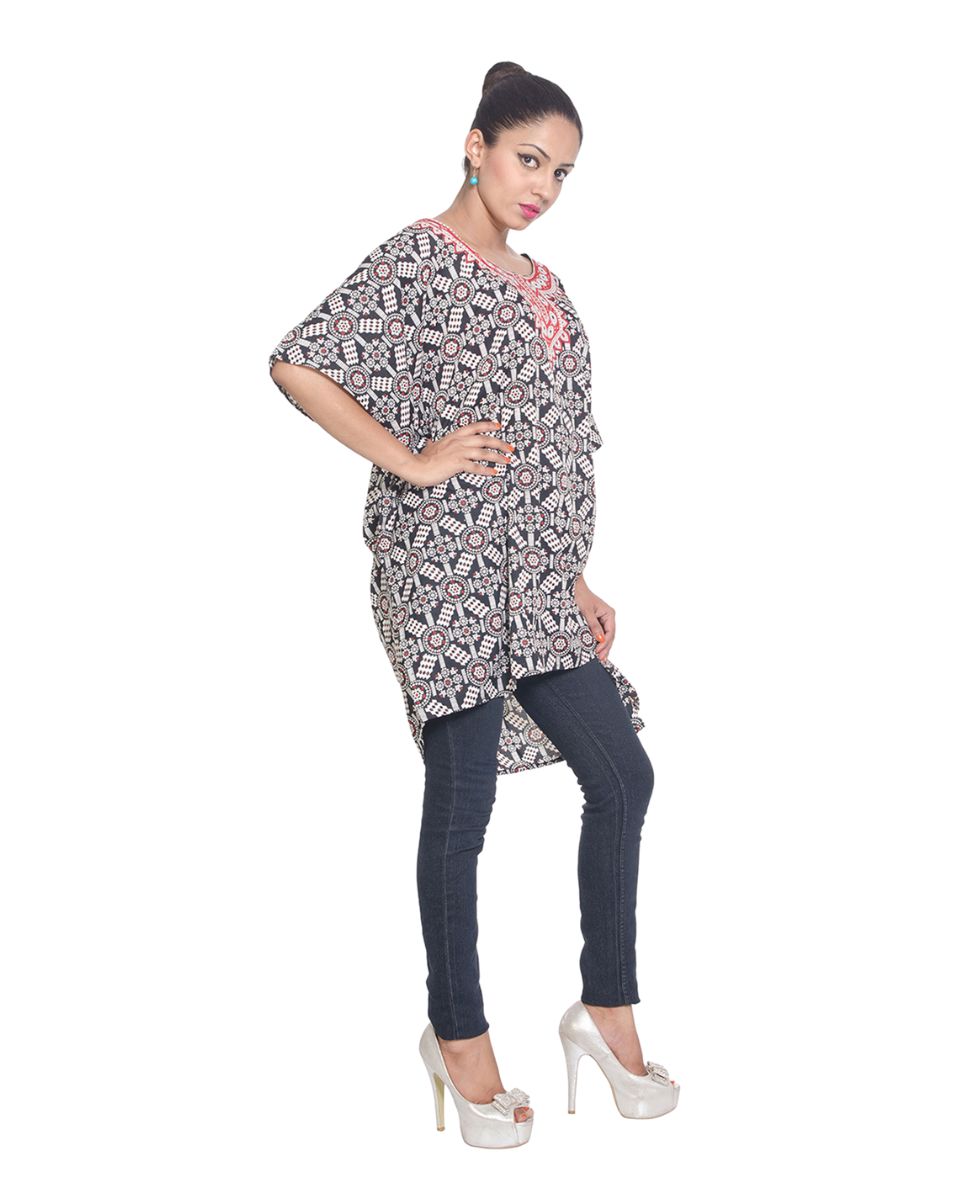 Tunic For Plus Size Women Black Geometric Top Dress