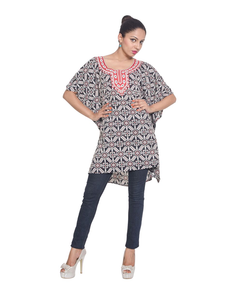 Tunic For Plus Size Women Black Geometric Top Dress