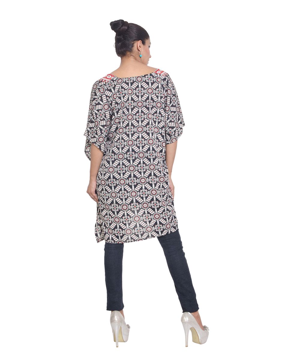 Tunic For Plus Size Women Black Geometric Top Dress