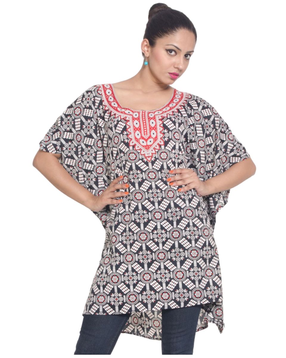 Tunic For Plus Size Women Black Geometric Top Dress