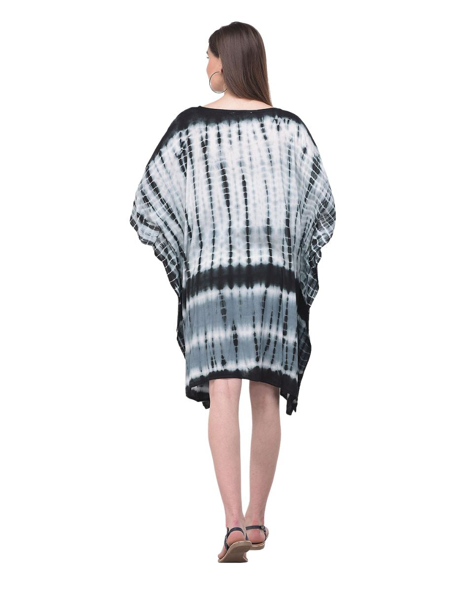 Black Geometric Stripes Tie Dye Plus Size Tunic For Women