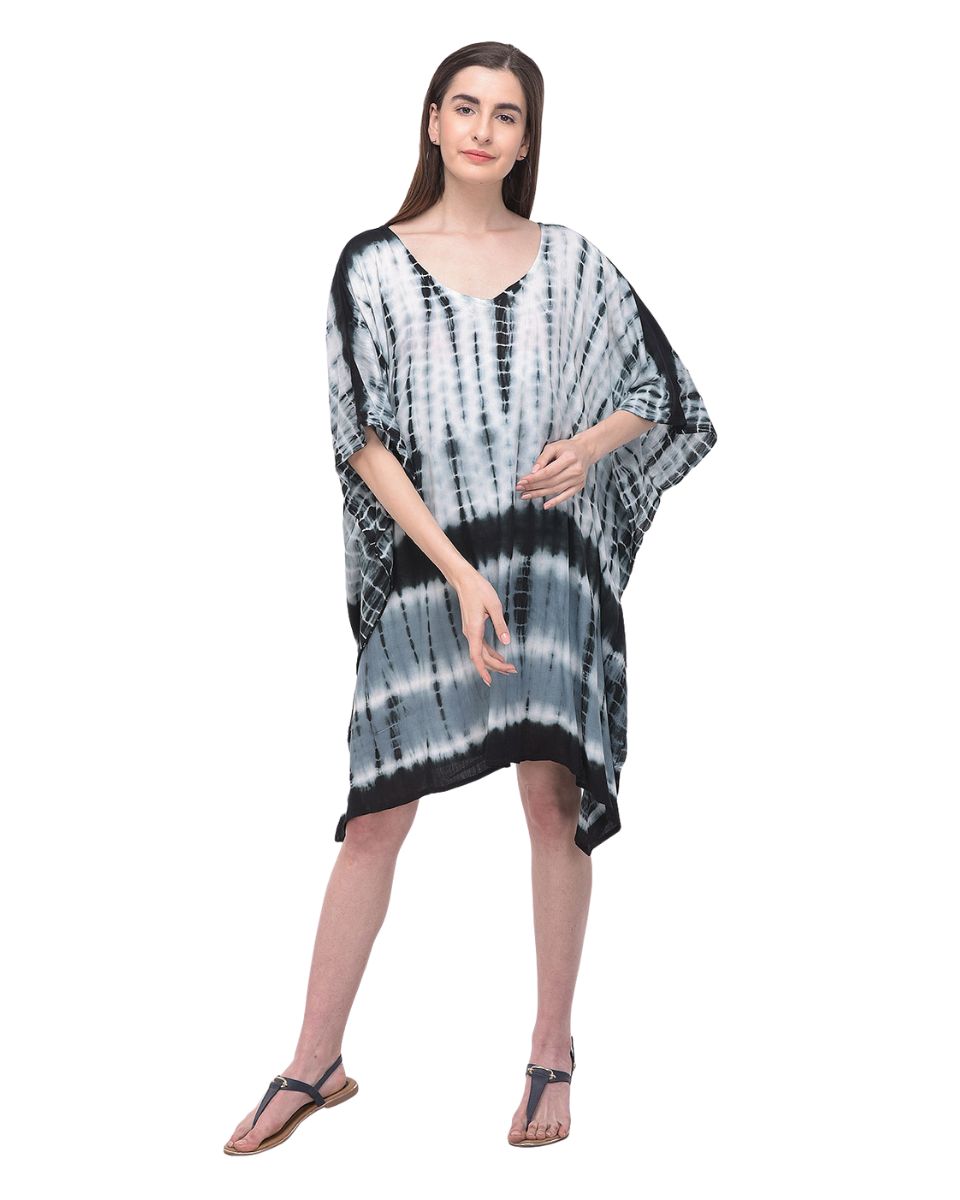 Black Geometric Stripes Tie Dye Plus Size Tunic For Women