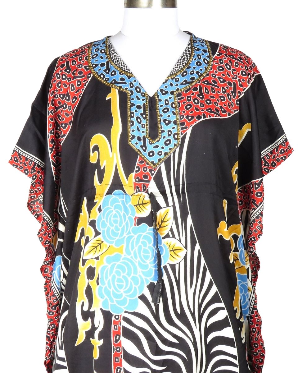 Floral Printed Polyester Caftan Partywear For Plus Size Women