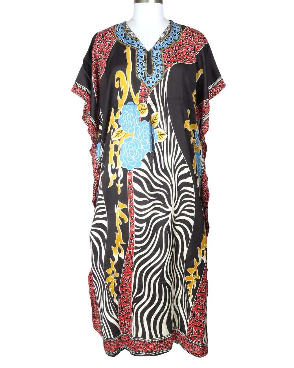 Floral Printed Polyester Caftan Partywear For Plus Size Women