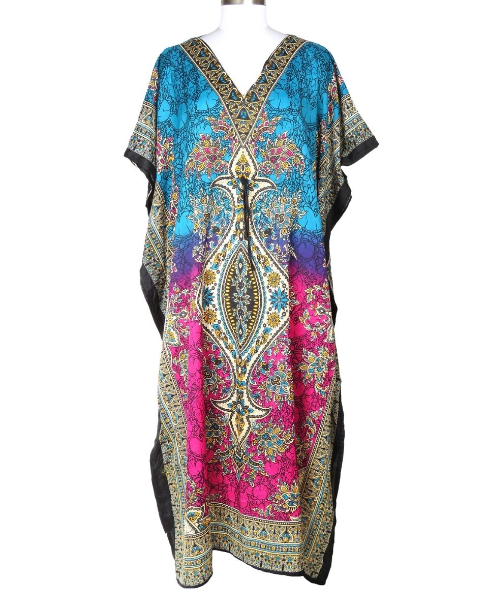 Multicolor Paisley Pattern Plus Size Beach Kaftan For Women