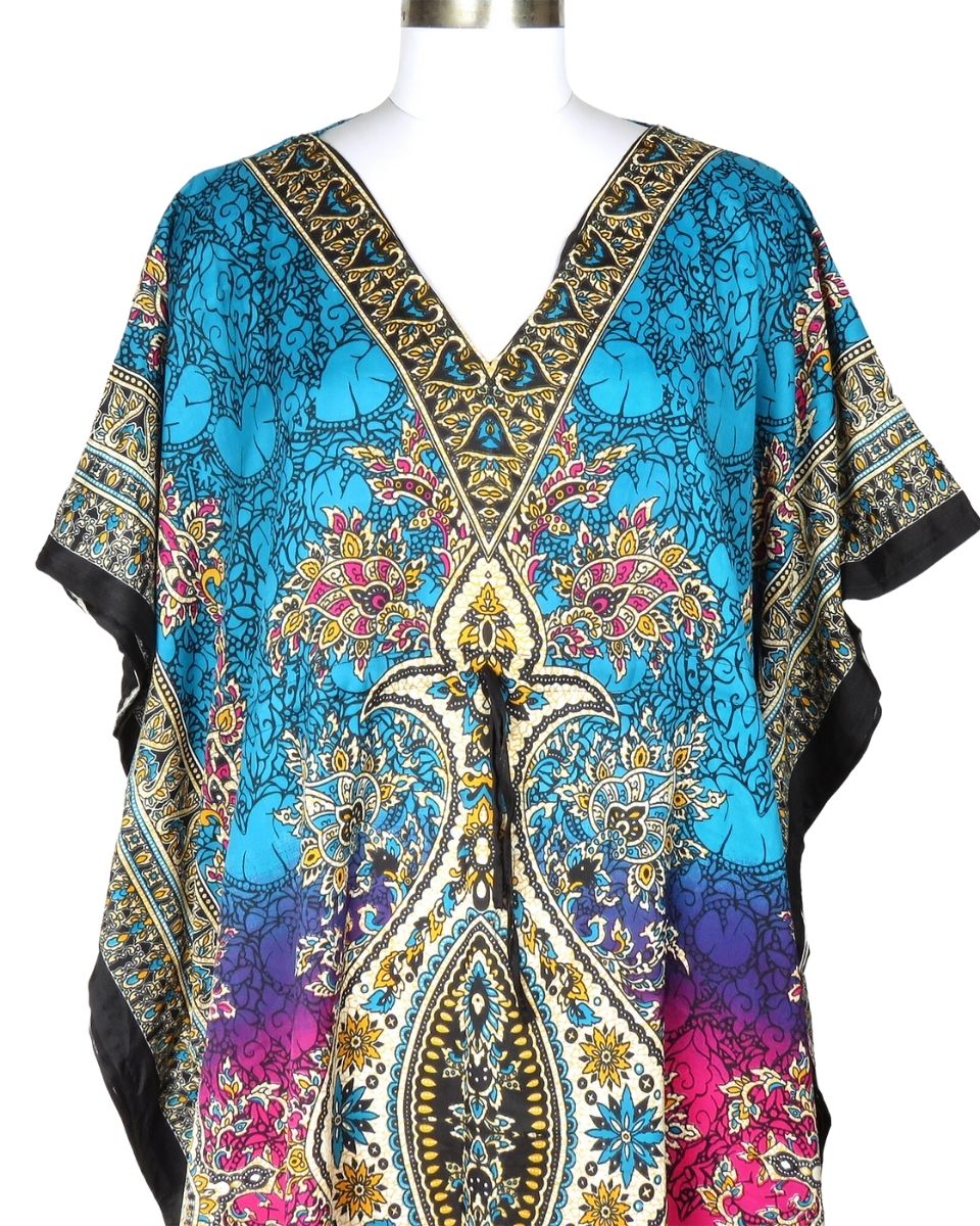 Multicolor Paisley Pattern Plus Size Beach Kaftan For Women