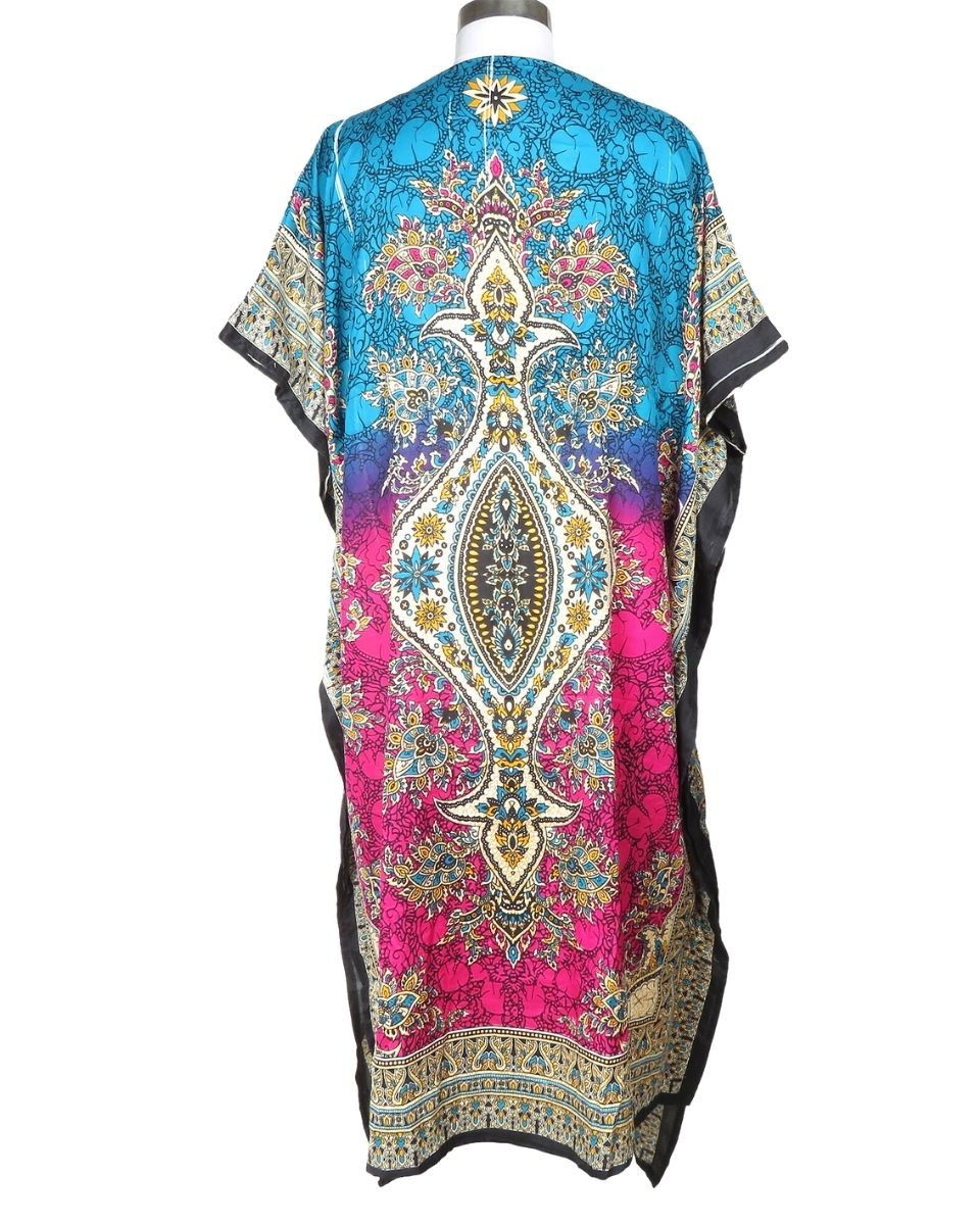 Multicolor Paisley Pattern Plus Size Beach Kaftan For Women