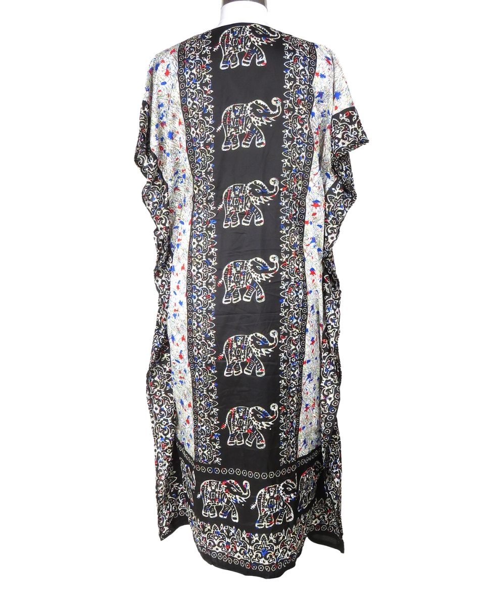 Black Kimono Polyester Plus Size Partywear Kaftan For Women