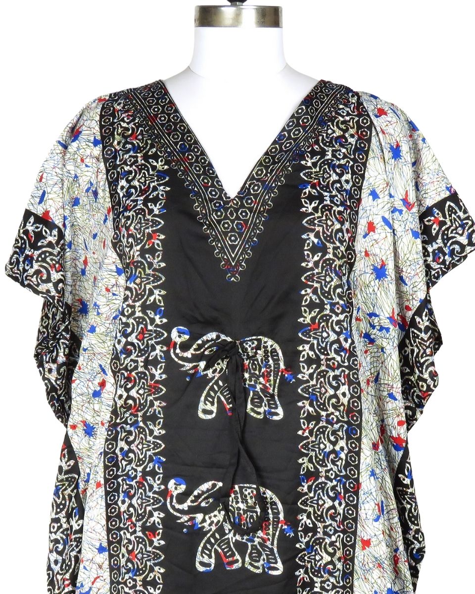 Black Kimono Polyester Plus Size Partywear Kaftan For Women