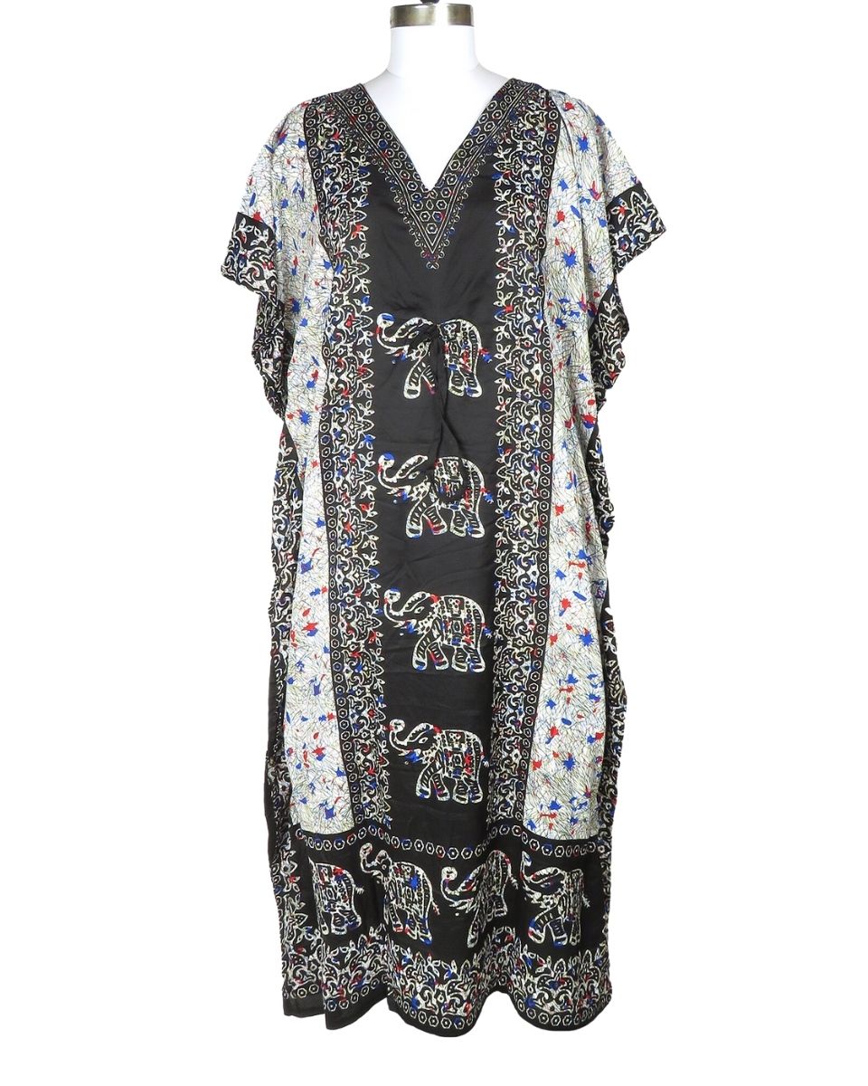 Black Kimono Polyester Plus Size Partywear Kaftan For Women