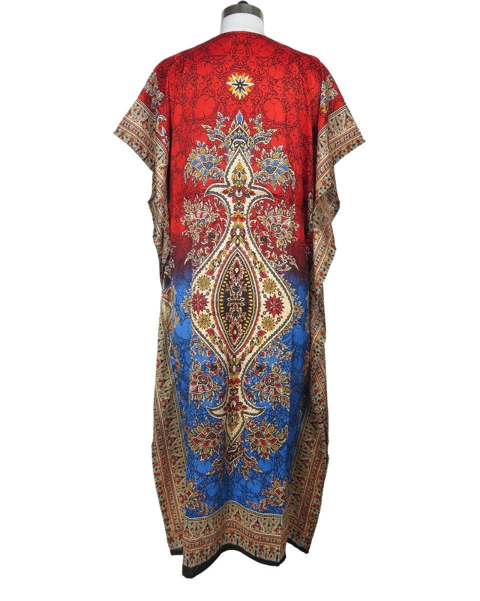 Multicolor Women Paisley Pattern Caftan Plus Size Dress For Women