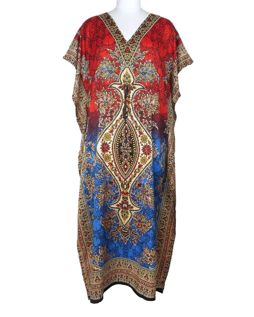 Multicolor Women Paisley Pattern Caftan Plus Size Dress For Women