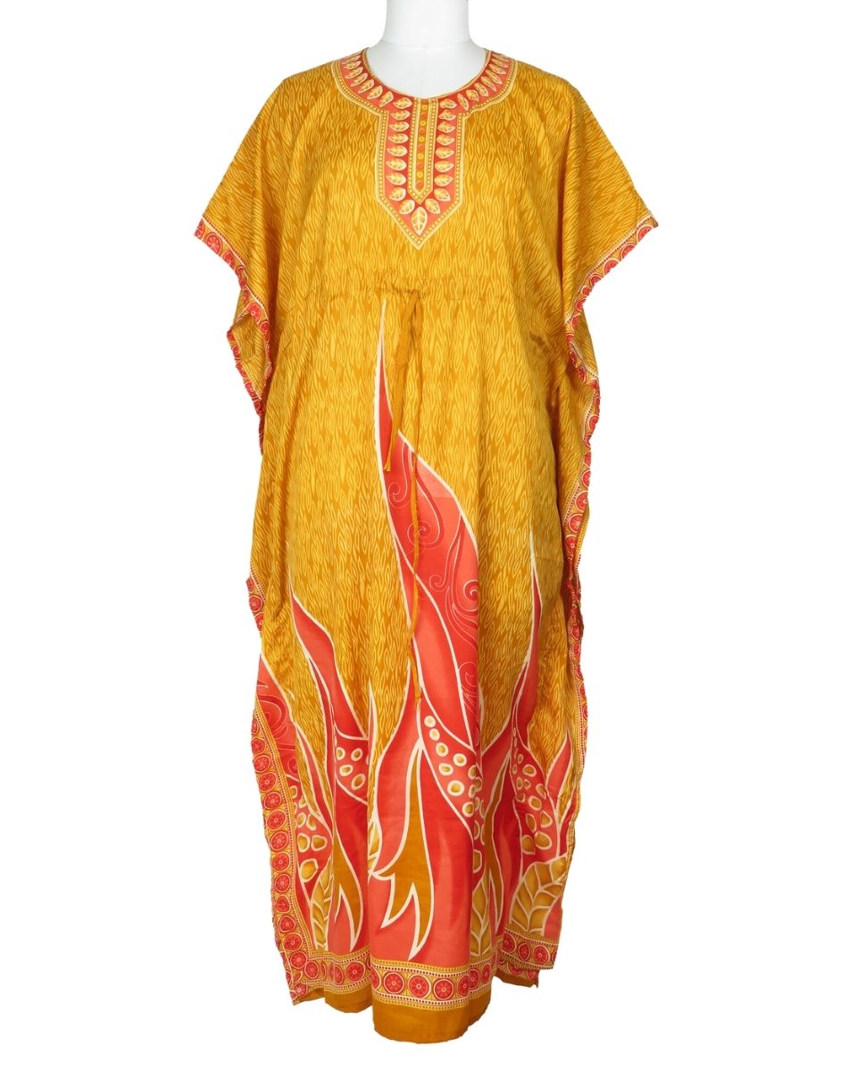 Ladies Floral Plus Size Kimono Polyester Caftan Dress For Women