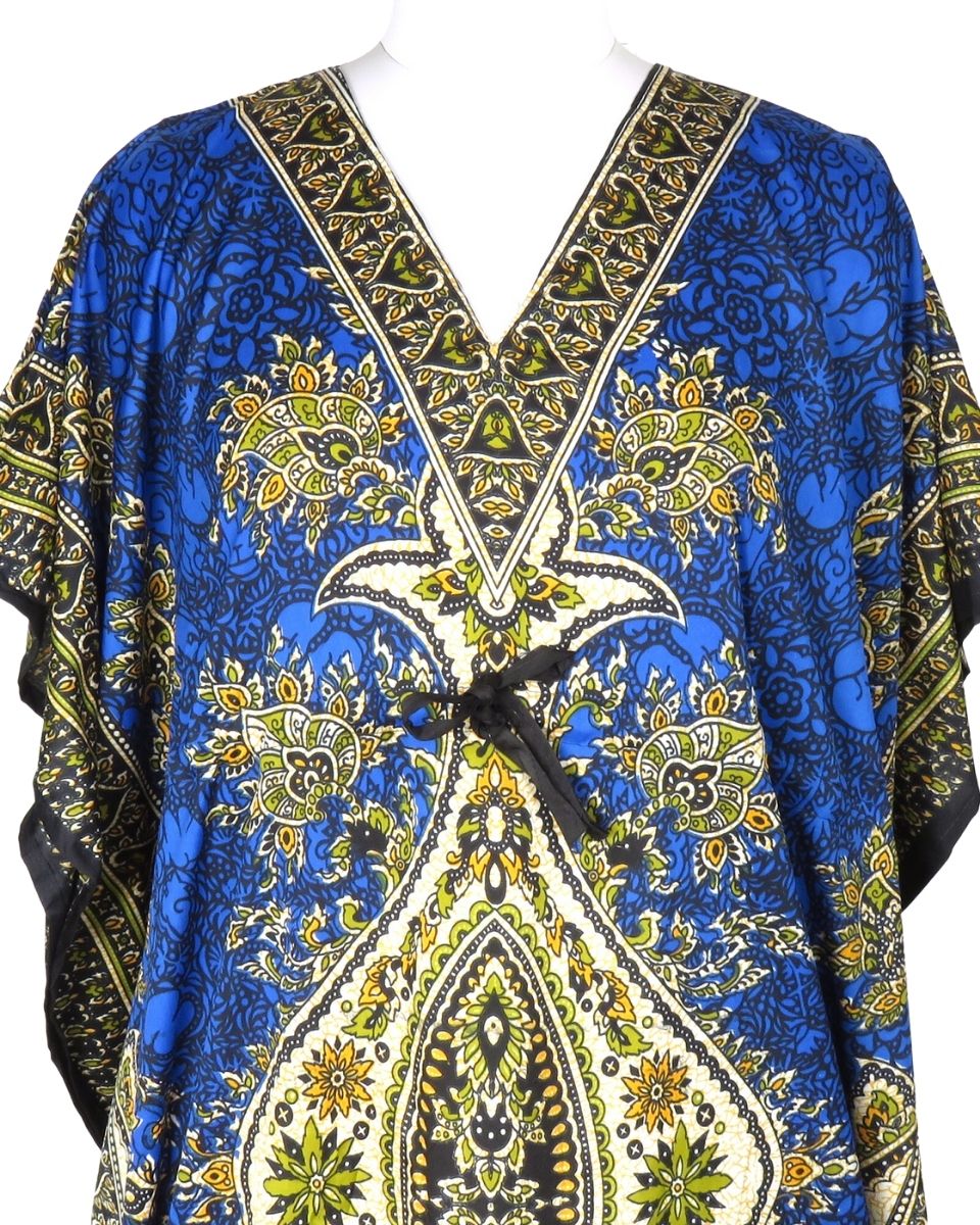 Polyester Paisley Print Kimono Sleeve Caftan For Plus Size Women