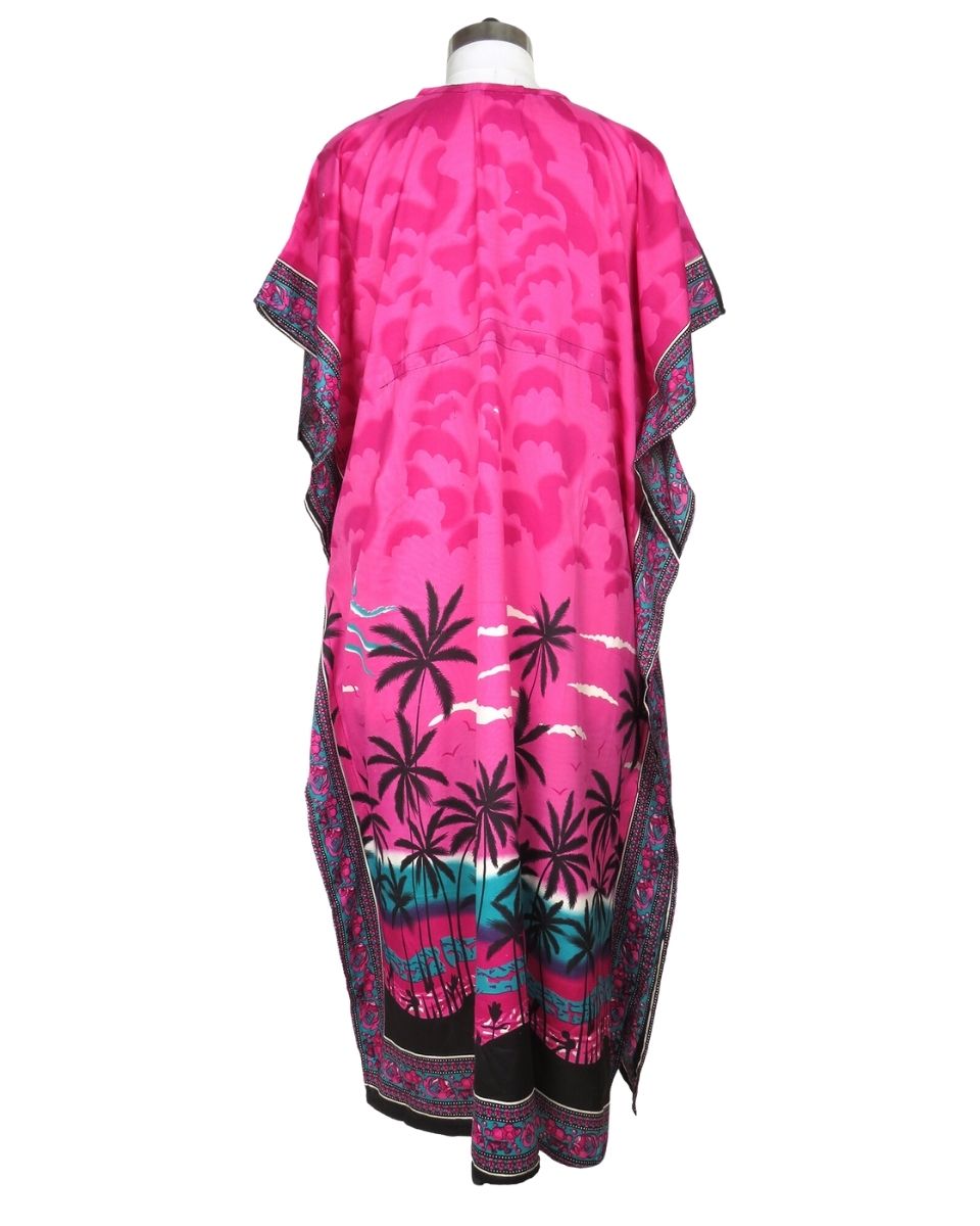 Pink Women Polyester Plus Size Beach Caftan Kimono For Women