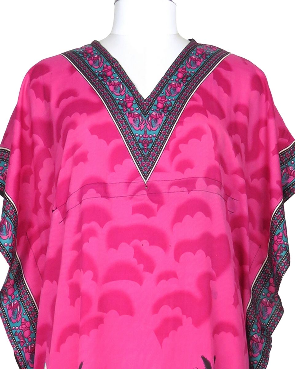 Pink Women Polyester Plus Size Beach Caftan Kimono For Women