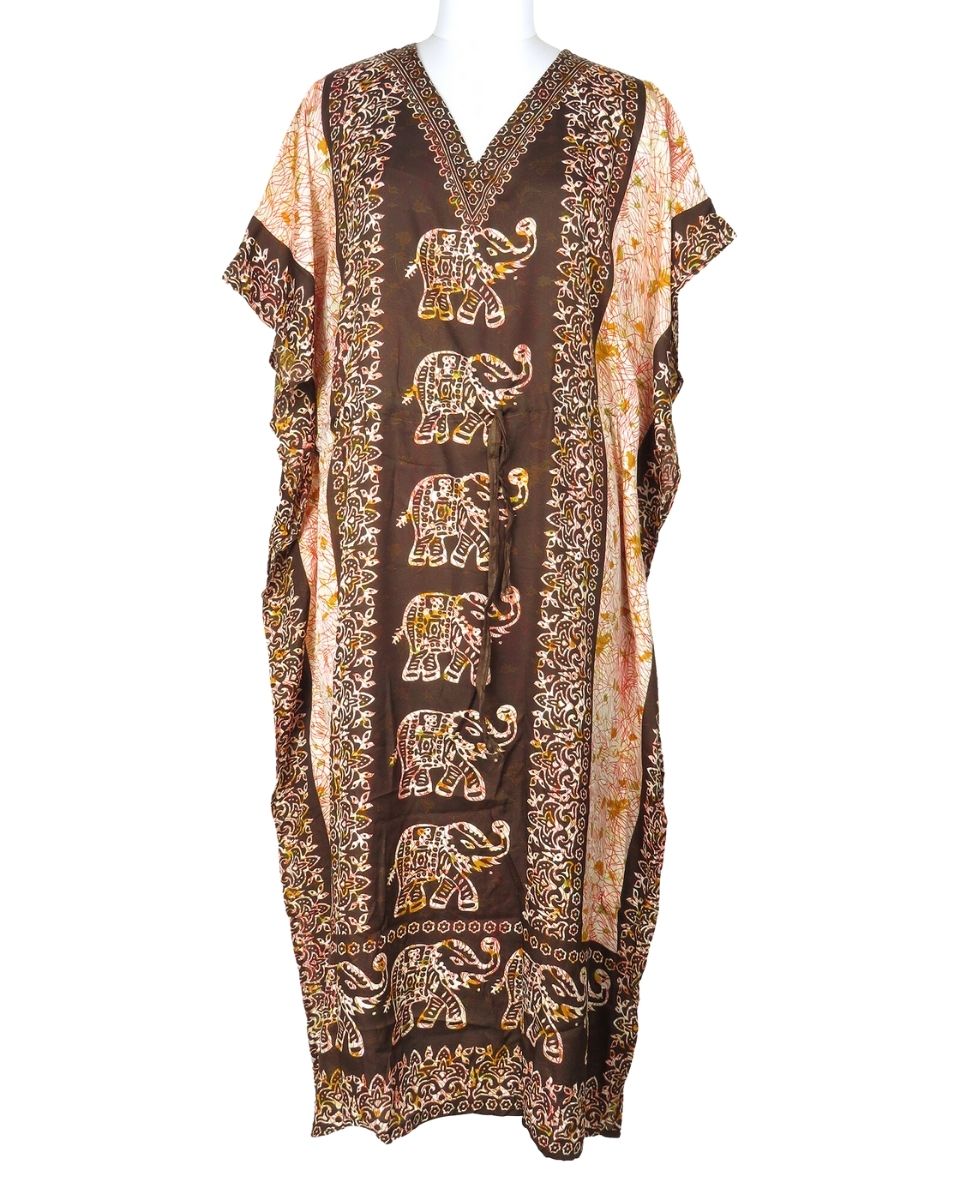 Brown Stylish Plus Size Partywear Polyester Kaftan For Women