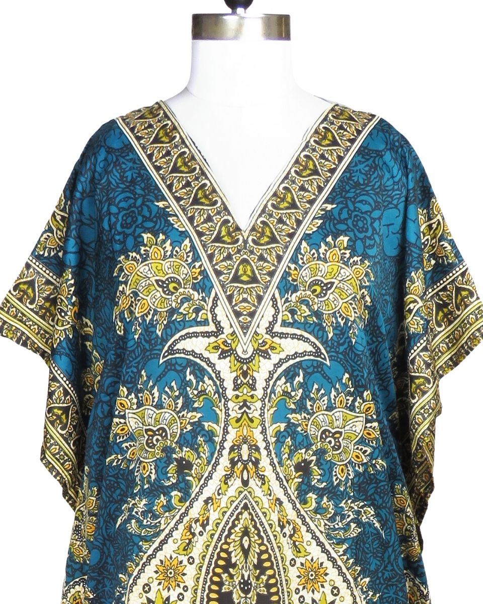 Ladies Floral Pattern Polyester Long Kaftan For Plus Size Women