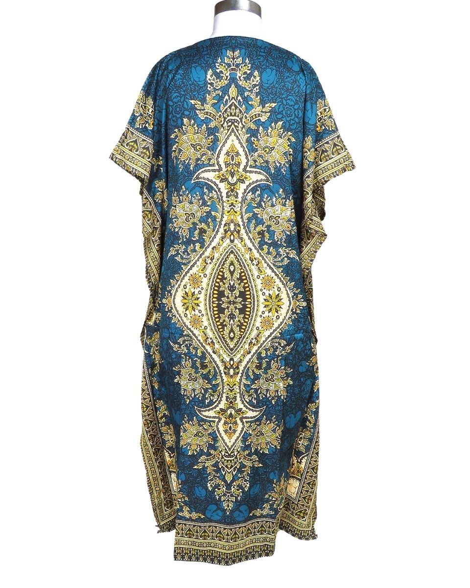 Ladies Floral Pattern Polyester Long Kaftan For Plus Size Women