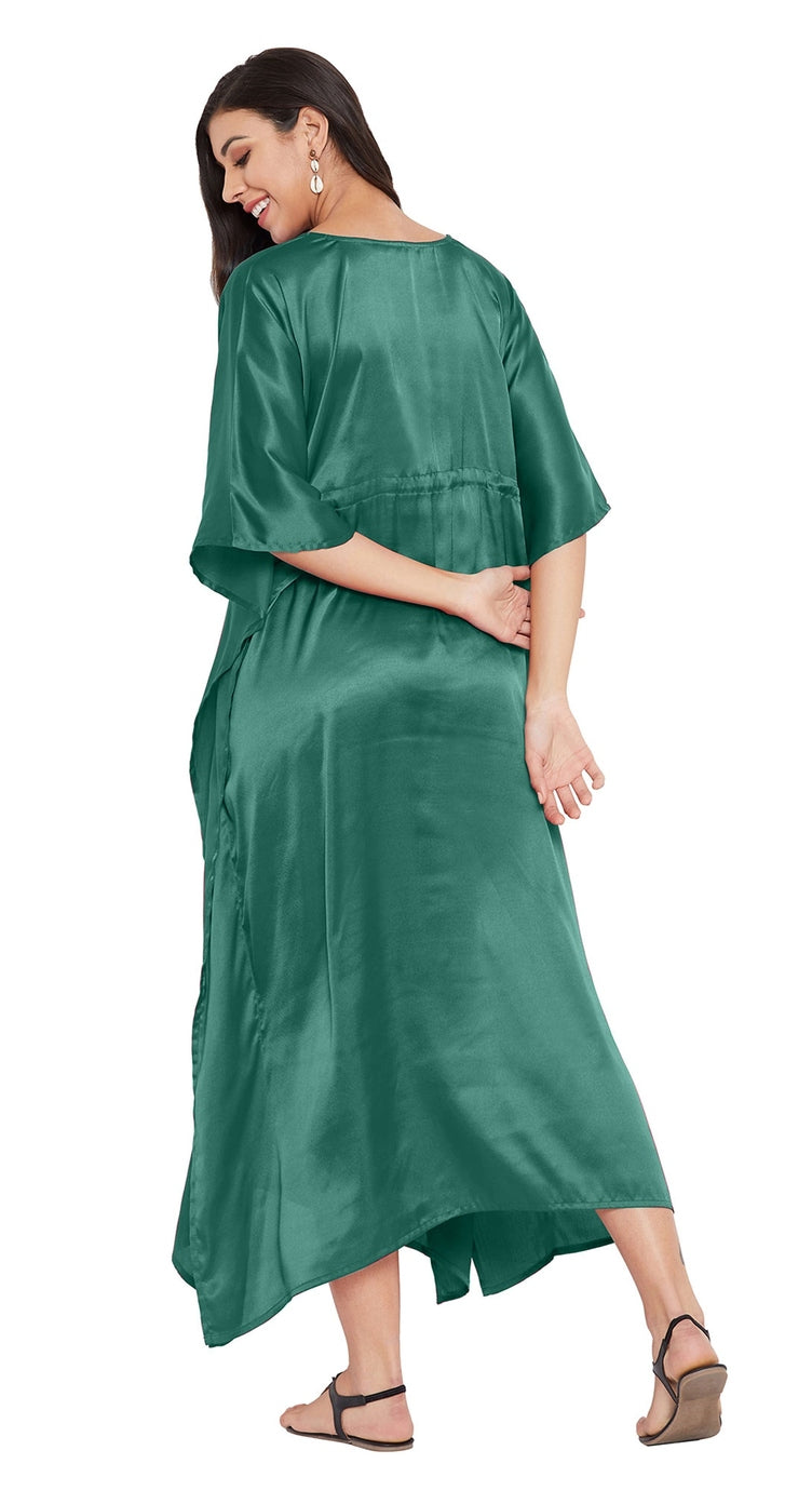 Green Plus Size Kaftan Kimono Sleeve V-Neck Dress For Women - SKU SG152-2001-BYBR - Gypsie Blu
