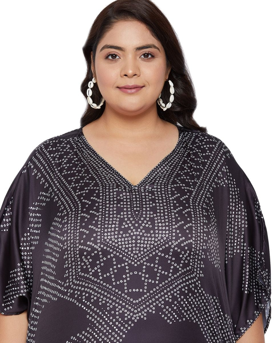 Plus size satin kaftan dress