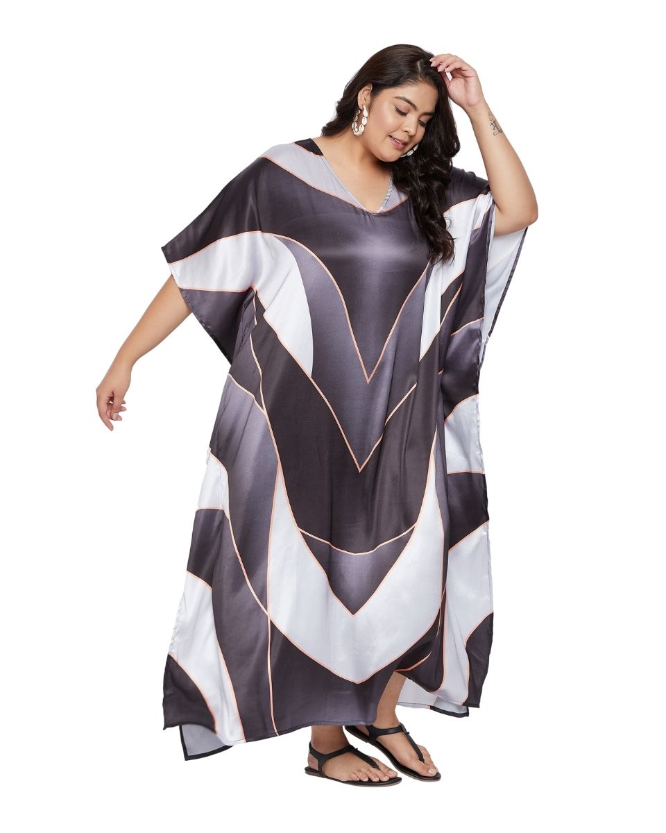 Long sleeves satin kaftan for woman