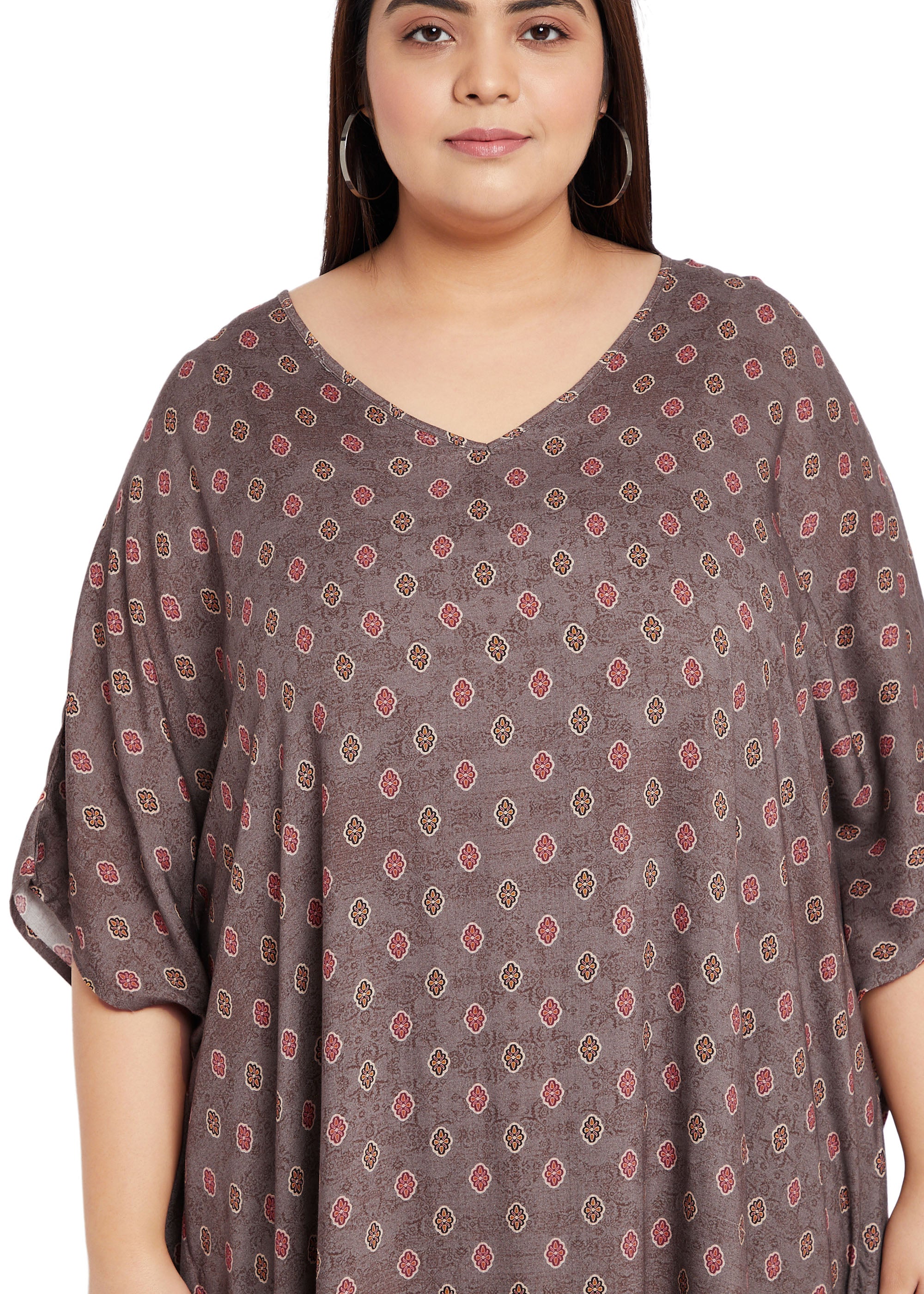 Gypsie Blu Rayon Brown Women Plus Size Kaftan Dress