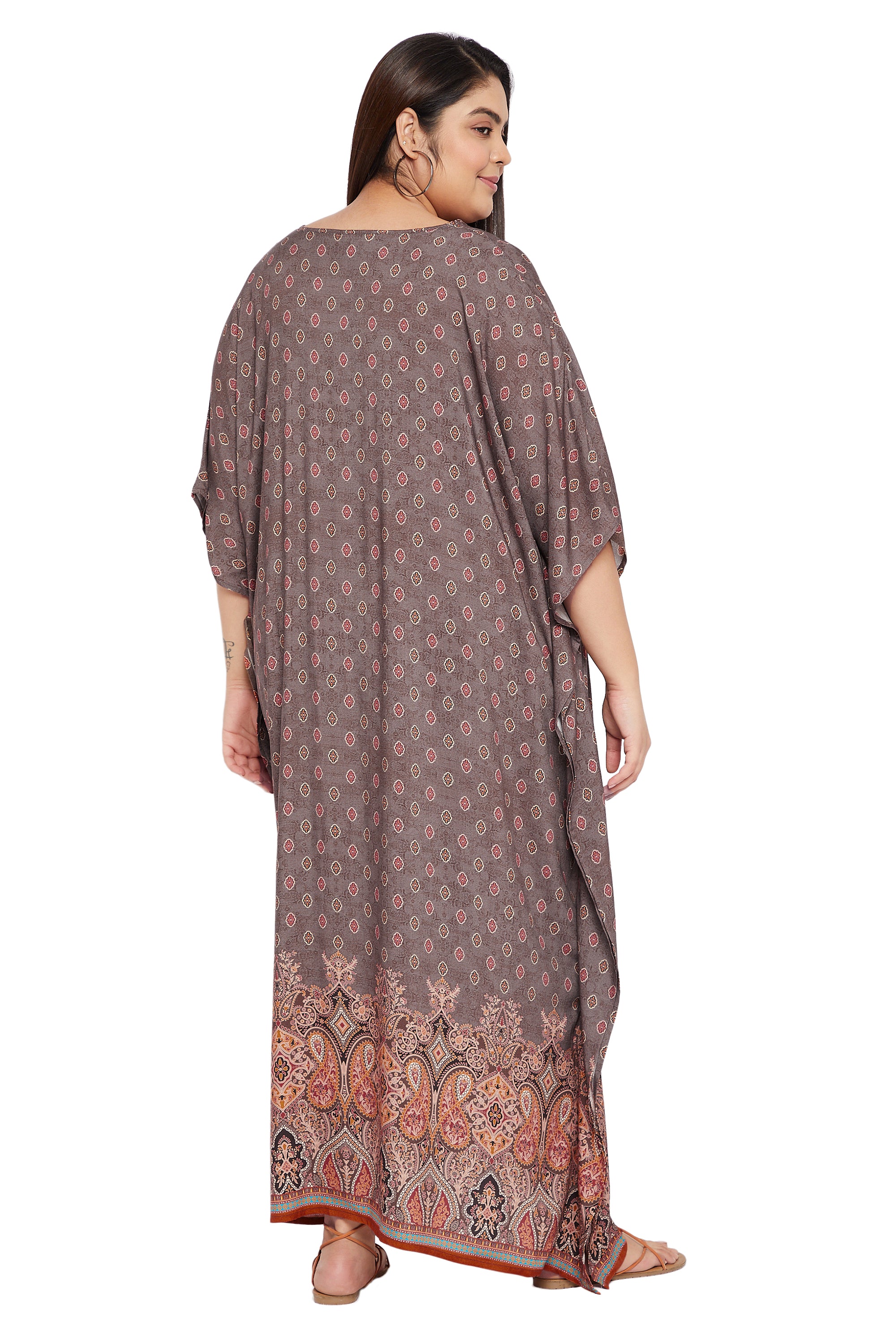 Gypsie Blu Rayon Brown Women Plus Size Kaftan Dress