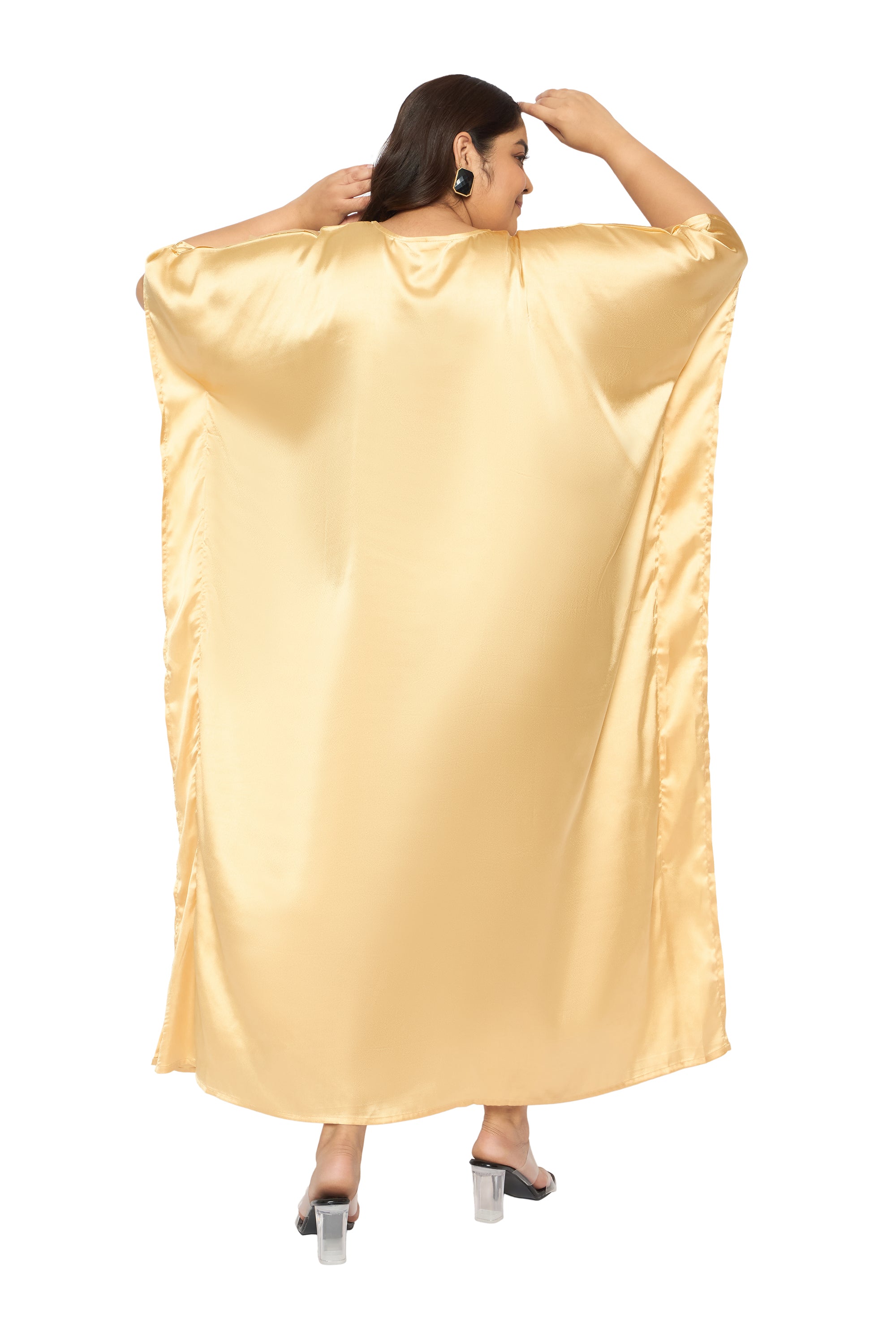 Satin Plus Size Loungewear Kaftan Dress for Women