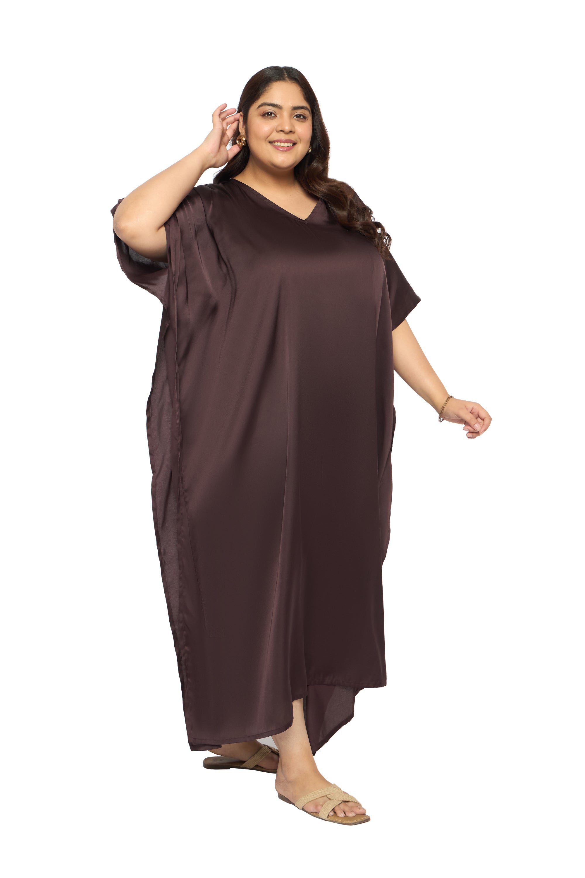 Satin Plus Size Loungewear Kaftan Dress for Women
