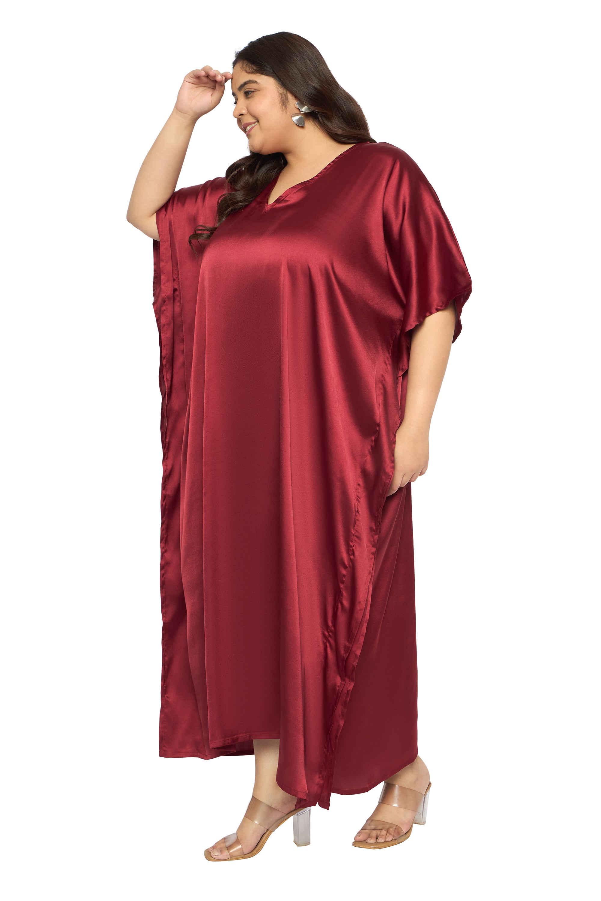 Satin Plus Size Loungewear Kaftan Dress for Women