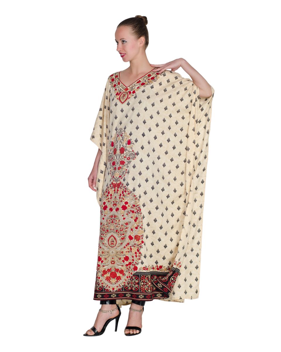 Plus Size Women Floral Pattern Polyester Kaftan Dress