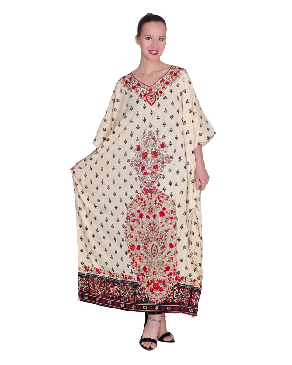 Plus Size Women Floral Pattern Polyester Kaftan Dress