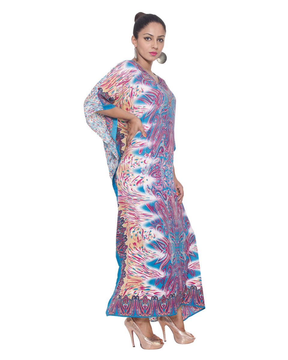 Resort Wear For Women Multicolor Polyester Plus Size Kaftan