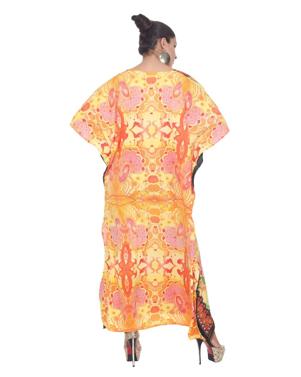 Style Kimono Multicolor Polyester kaftan For Plus Size Women