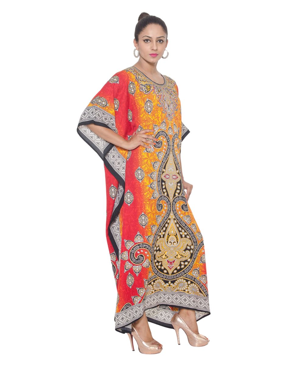 Paisley Pattern Beach Kimono Polyester Caftan For Plus Size Women