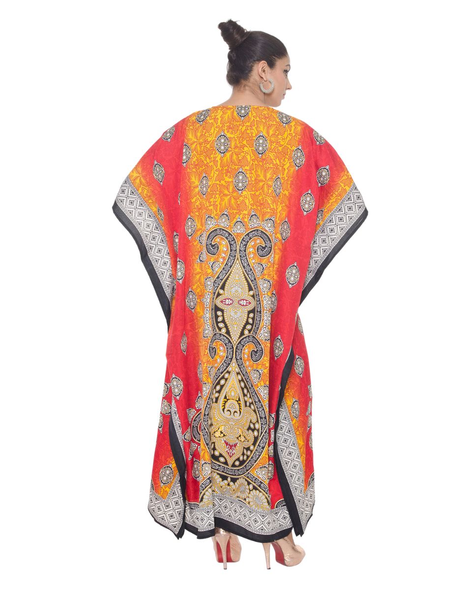 Paisley Pattern Beach Kimono Polyester Caftan For Plus Size Women