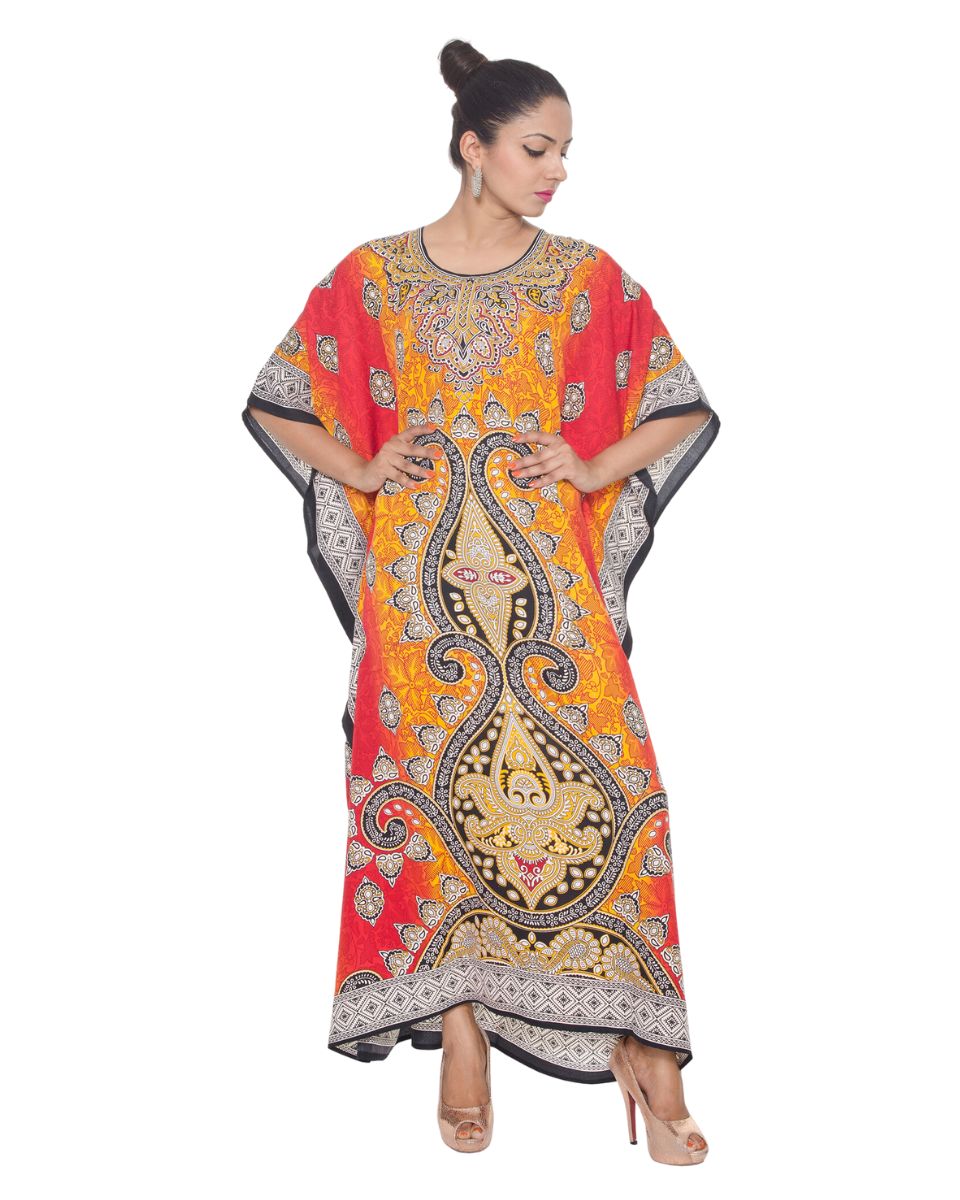 Paisley Pattern Beach Kimono Polyester Caftan For Plus Size Women