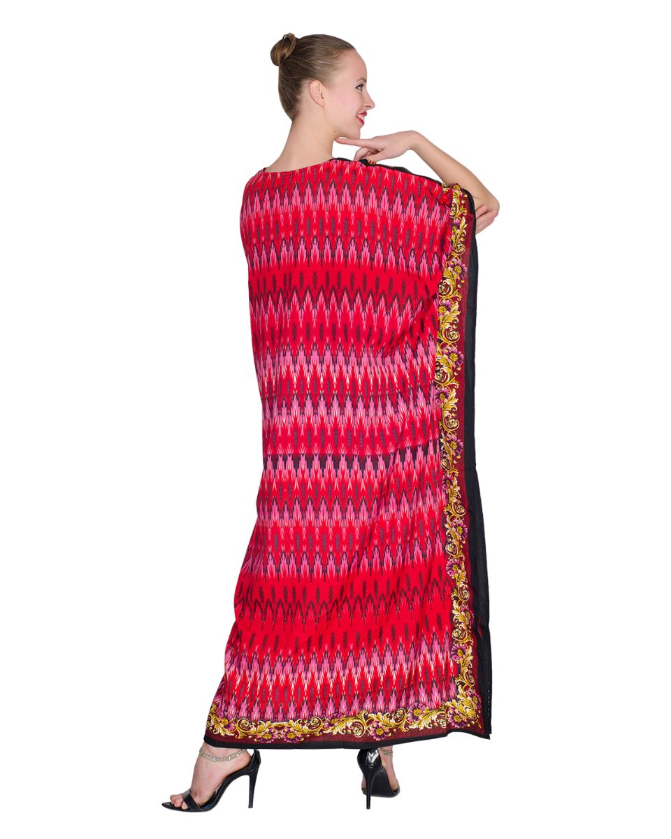 Multicolor Geometric Pattern Plus Size Polyester Beach Caftan Women