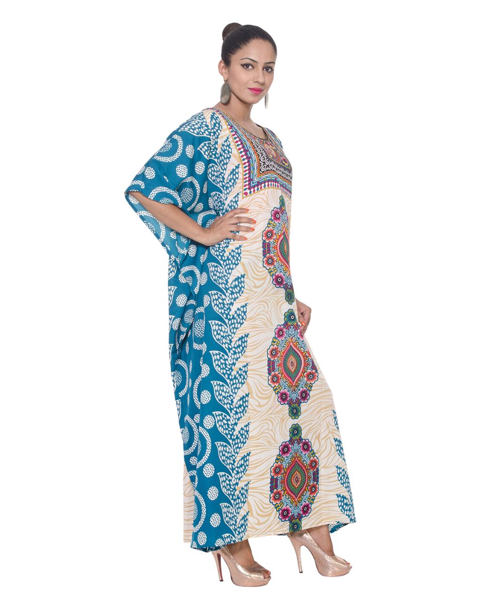 Pattern Floral Plus Size Loose Polyester Kaftan For Women