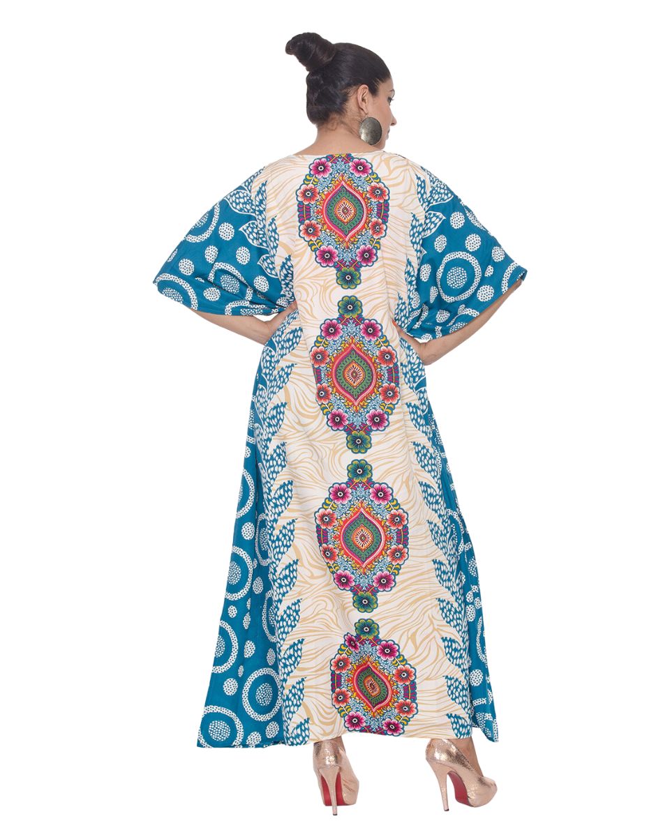 Pattern Floral Plus Size Loose Polyester Kaftan For Women